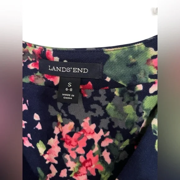 Lands' End Women's Pink and Blue Dress Floral Sleeveless Maxi Dress Sz S - Picture 6 of 11